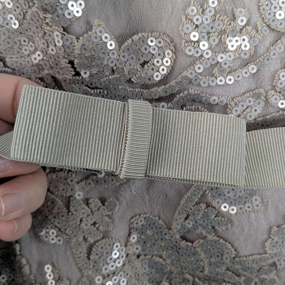 Tadashi Shoji Paillette Embroidered Tulle ¾ Sleeve Dress - Picture 4 of 7